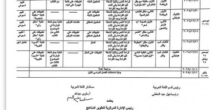 توزيع منهج اللغة العربية الصف الأول الإعدادي في الترم الأول 2025 - نبض مصر