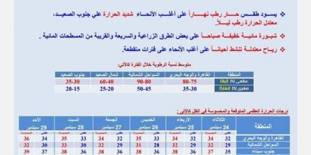 شديد الحرارة.. حالة الطقس اليوم الثلاثاء في مصر 24 -9-2024 - نبض مصر