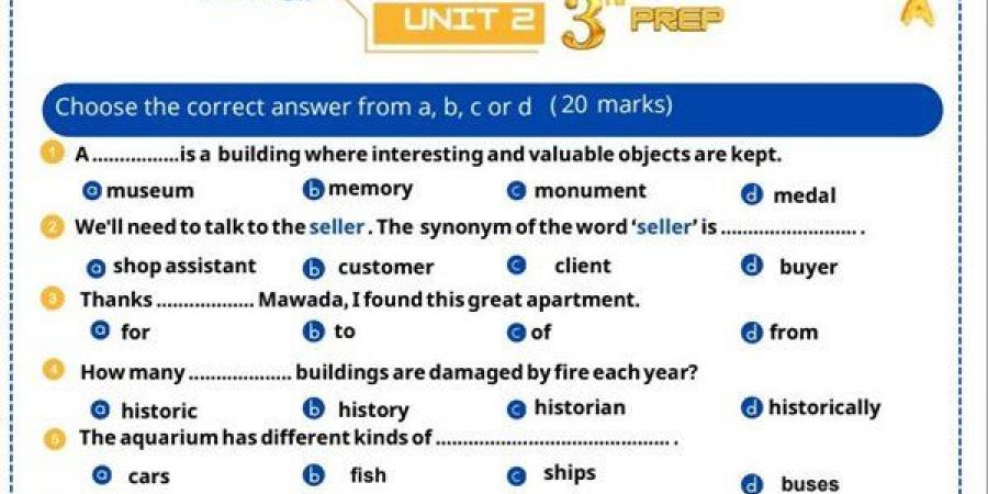 مراجعات نهائية.. 40 سؤالا على الوحدة الثانية انجليزي الصف الثالث الإعدادي 2025 - نبض مصر