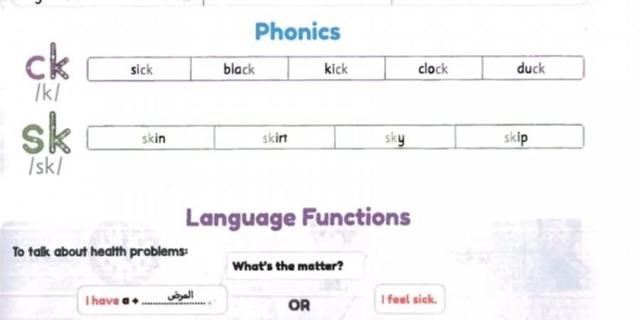 ملخص الوحدة الثانية لغة انجليزية في 4 ورقات لـ الصف الثالث الابتدائي - نبض مصر