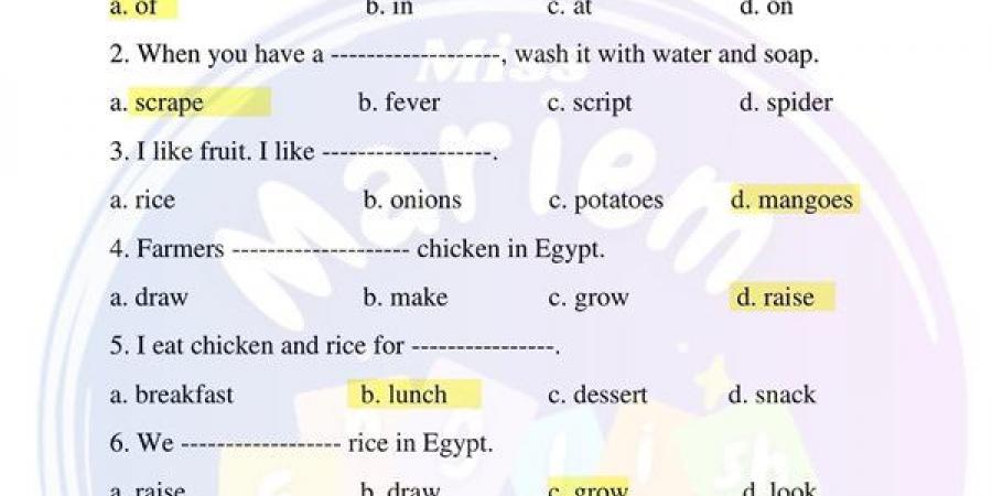 مراجعات نهائية.. حل تقييم الأسبوع الثاني لغة انجليزية الصف الرابع الابتدائي - نبض مصر